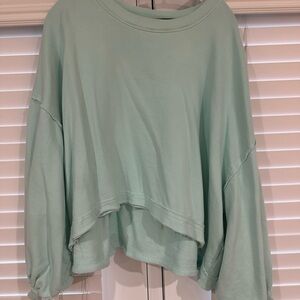 Free People Mint Layered Hem Long-Sleeve Sweatshirt
